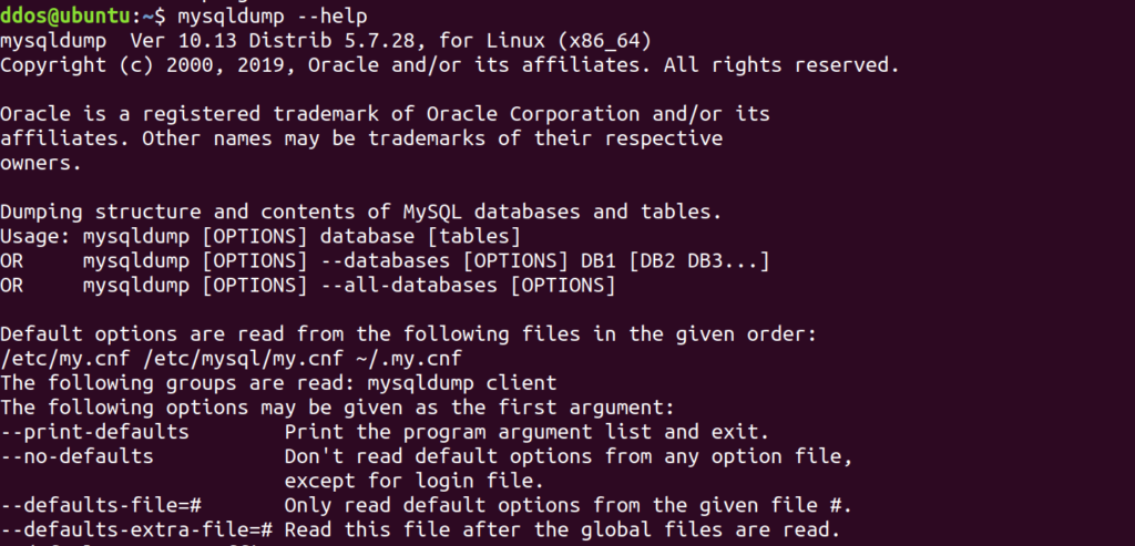 mysqldump